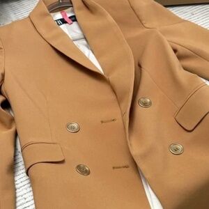 Zara Tan Double-Breasted Blazer